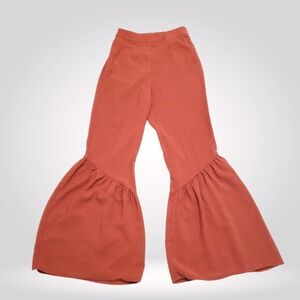 Three Bird Nest Women’s Terracota Flare Pants Boho Hippie Ruffled Wide Leg Sz XS